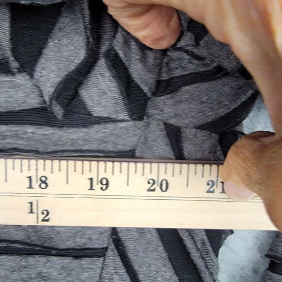 Le Grenier Waterfall Cardigan L Striped Black Gray Stud Embellished Statement - Picture 7 of 10